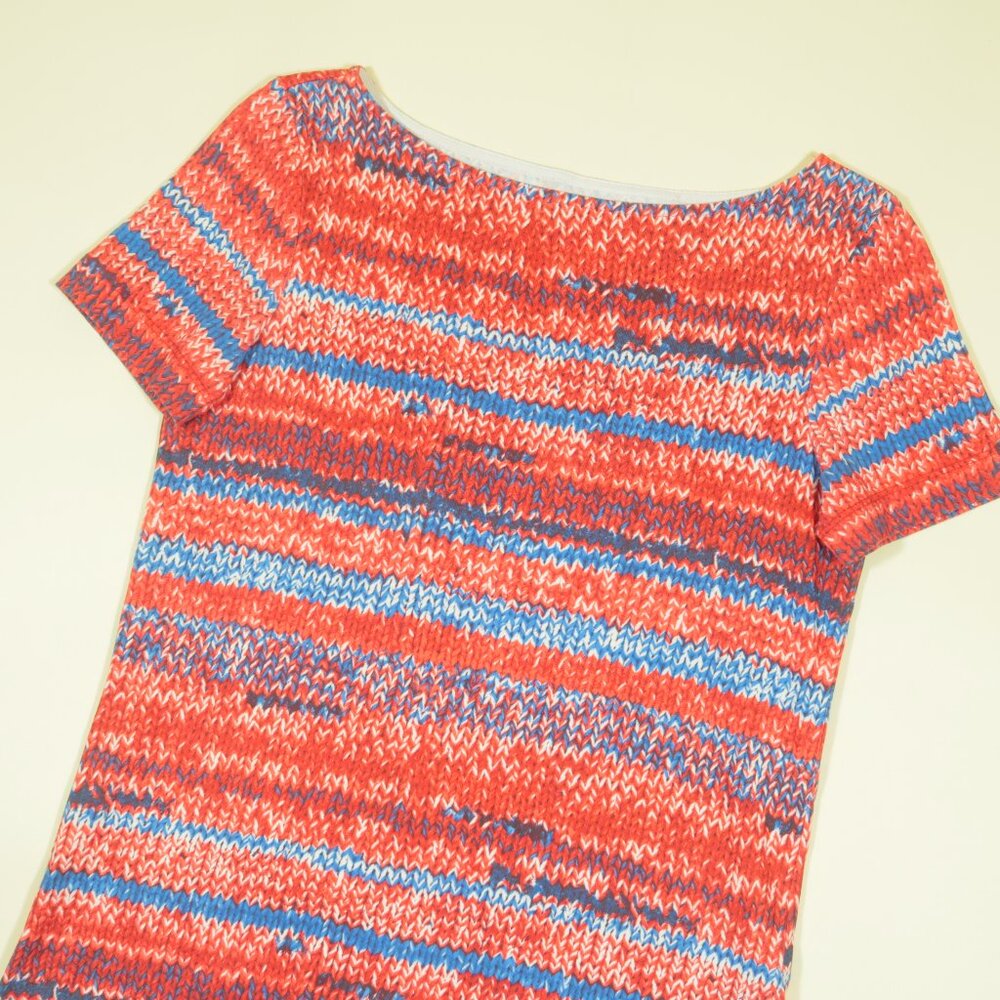 Tory Burch Pima Cotton Yarn Print Mini Dress Womens XS Red Blue